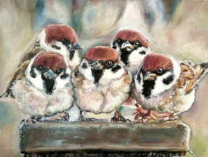 Sparows by Jura Kuba oil painting on canvas 40 x 30 300x226