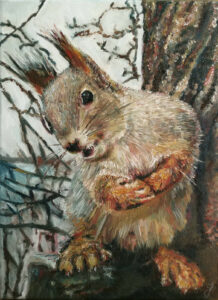 Squirrel by JuraKuba Art Oil Painting on Canvas 40 x 30 cm 218x300